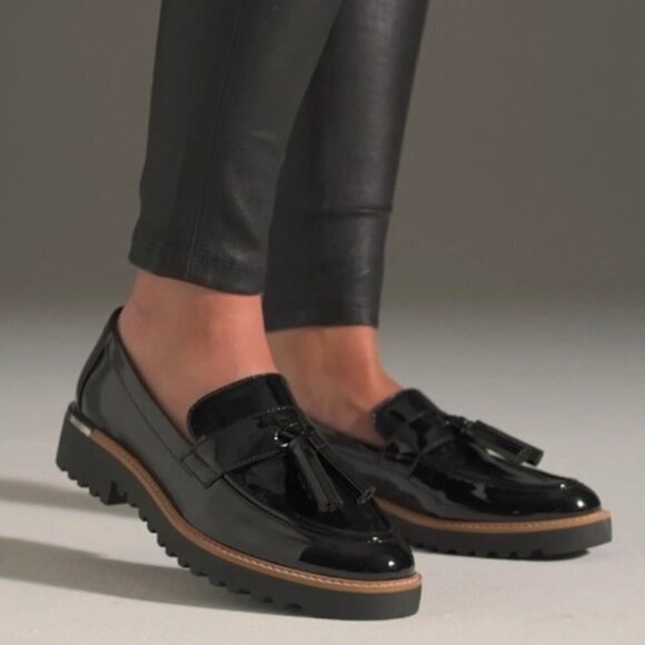 Franco Sarto Shoes - Franco Sarto Carolynn Tassel Loafer Black Patent (WIDE)